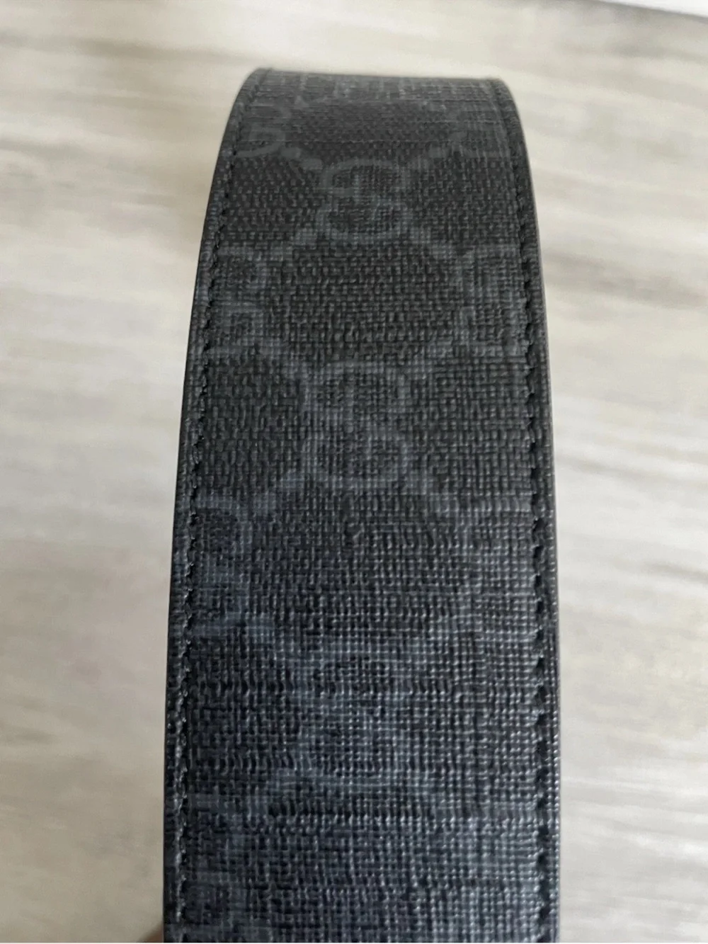 Gucci Black GG Canvas Men's Belt with Silver Double G Buckle